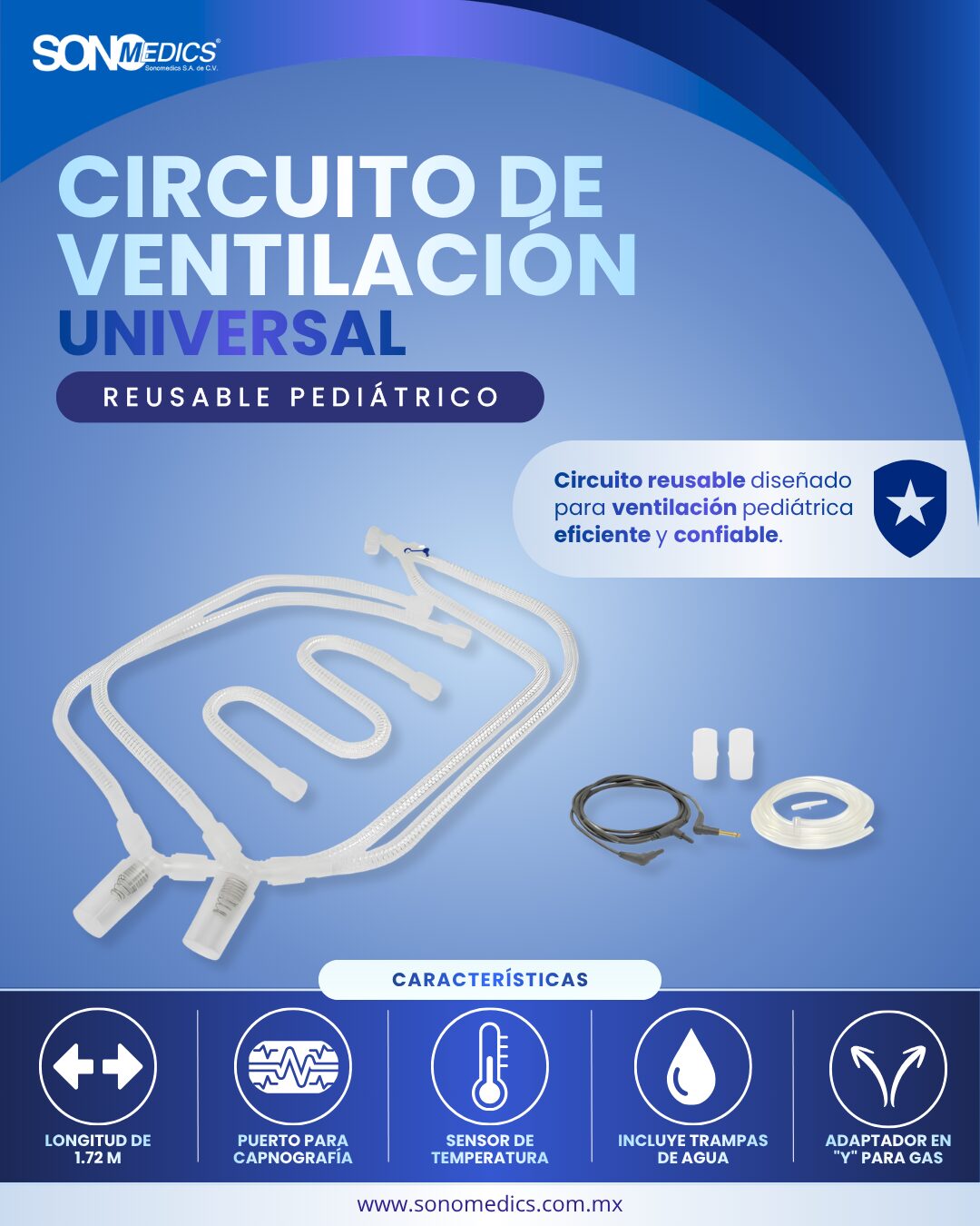 Circuito de Ventilación Universal Reusable Pediátrico